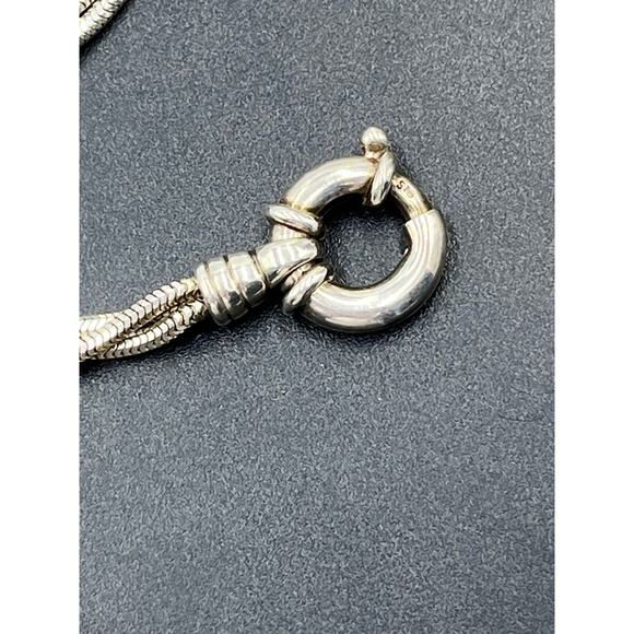 Sterling Silver 925 STG Three Strand Lg  Spring Ring Closure Bracelet 13 Grams - Picture 5 of 7